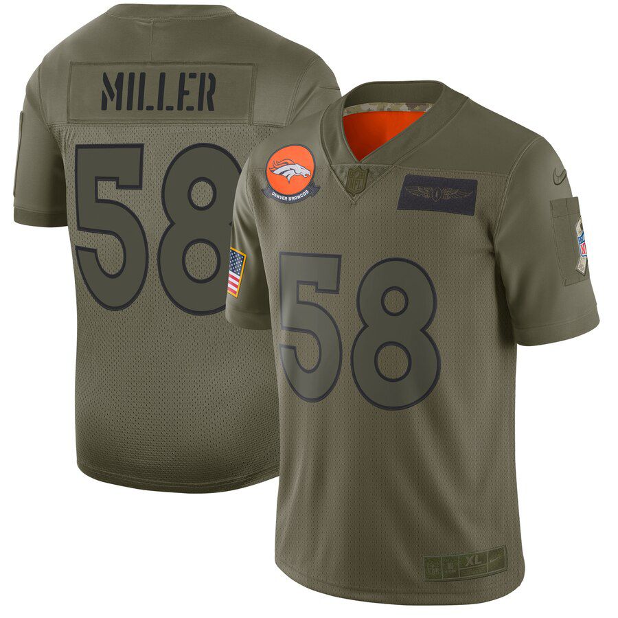 Men Denver Broncos #58 Miller Green Nike Olive Salute To Service Limited NFL Jerseys